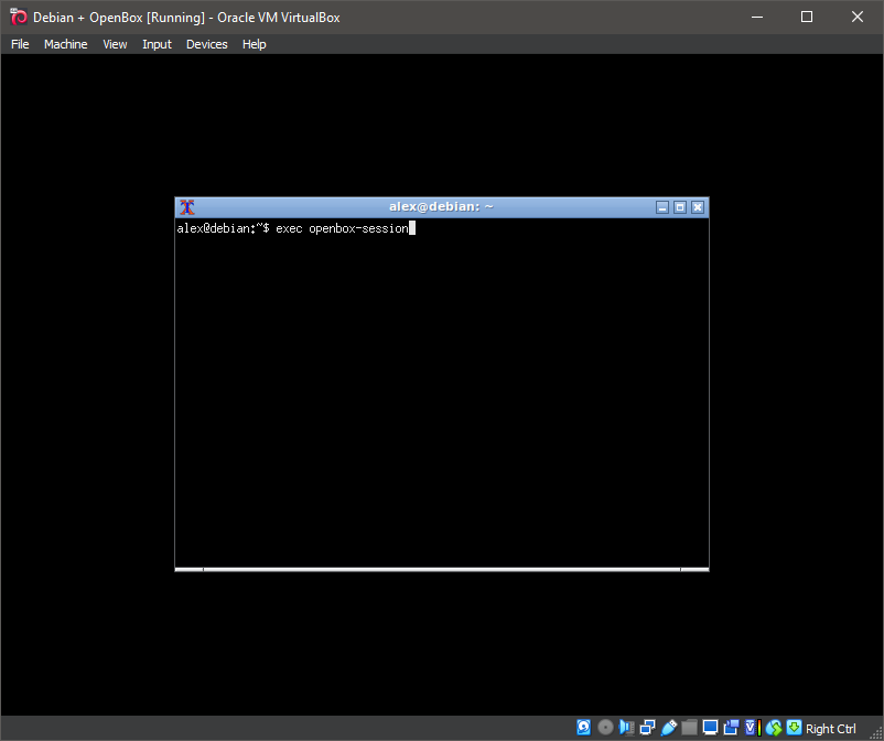 Running 'exec openbox-session'